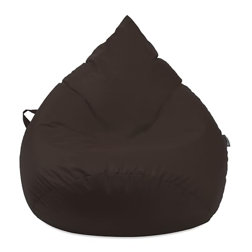 Droplet-Lounge Tropfenform Sitzsack mit Füllung | für Kinder Erwachsene | Indoor & Outdoor geeignet | Wasser-& Schmutzabweisend | Sitzkissen Bodenkissen Beanbag (XXL Durchmesser 80 cm, Braun) von BuBiBag