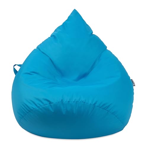 Droplet-Lounge Tropfenform Sitzsack mit Füllung | für Kinder Erwachsene | Indoor & Outdoor geeignet | Wasser-& Schmutzabweisend | Sitzkissen Bodenkissen Beanbag (XXL Durchmesser 80 cm, Königsblau) von BuBiBag