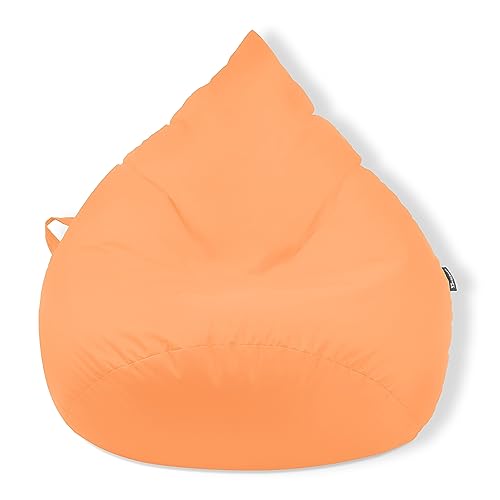 Droplet-Lounge Tropfenform Sitzsack mit Füllung | für Kinder Erwachsene | Indoor & Outdoor geeignet | Wasser-& Schmutzabweisend | Sitzkissen Bodenkissen Beanbag (XXL Durchmesser 80 cm, Orange) von BuBiBag