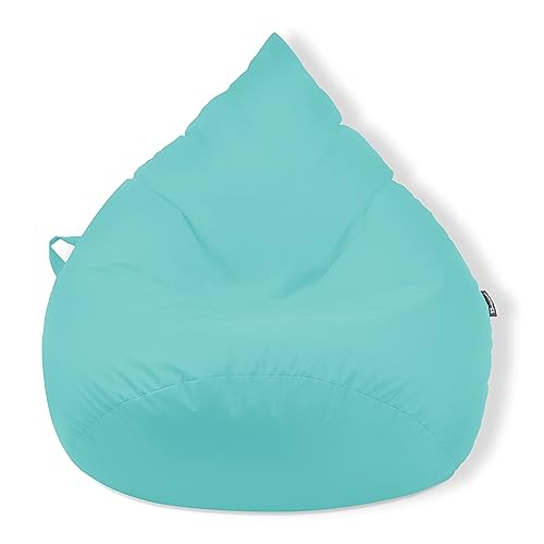 Droplet-Lounge Tropfenform Sitzsack mit Füllung | für Kinder Erwachsene | Indoor & Outdoor geeignet |Wasser-& Schmutzabweisend | Sitzkissen Bodenkissen Beanbag (XXL Durchmesser 80 cm, Pacific) von BuBiBag