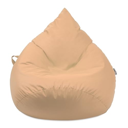 Droplet-Lounge Tropfenform Sitzsack mit Füllung | für Kinder Erwachsene | Indoor & Outdoor geeignet | Wasser-& Schmutzabweisend | Sitzkissen Bodenkissen Beanbag (XXL Durchmesser 80 cm, Sand) von BuBiBag