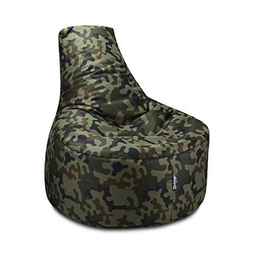 BuBiBag Gamer Sitzsack, Lounge Sessel, Gaming Sitzsäcke, Indoor & Outdoor Kissen für Kinder und Erwachsene (Camouflage;Ø:55cm) von BuBiBag