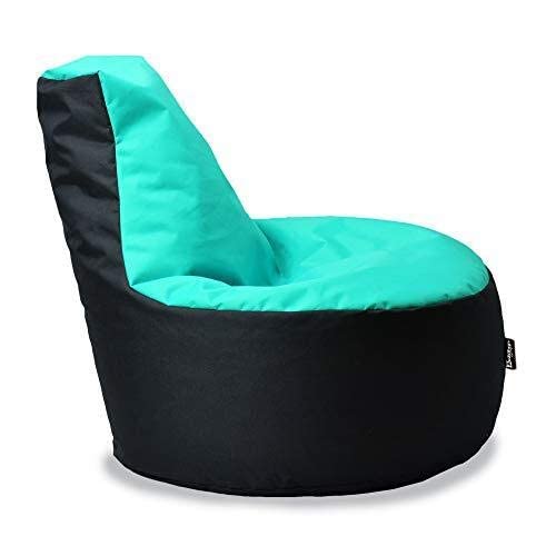BuBiBag Gamer Sitzsack, Lounge Sessel, Gaming Sitzsäcke, Indoor & Outdoor Kissen für Kinder und Erwachsene (Türkis-Schwarz;Ø:80cm) von BuBiBag