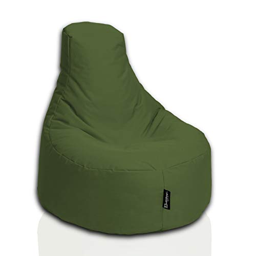 BuBiBag Gamer Sitzsack, Lounge Sessel, Gaming Sitzsäcke, Indoor & Outdoor Kissen für Kinder und Erwachsene (Khaki;Ø:80cm) von BuBiBag