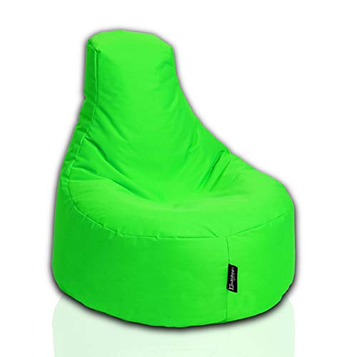BuBiBag Gamer Sitzsack, Lounge Sessel, Gaming Sitzsäcke, Indoor & Outdoor Kissen für Kinder und Erwachsene (Neongrün;Ø:80cm) von BuBiBag