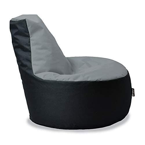 BuBiBag Gamer Sitzsack, Lounge Sessel, Gaming Sitzsäcke, Indoor & Outdoor Kissen für Kinder und Erwachsene (Grau-Schwarz;Ø:80cm) von BuBiBag