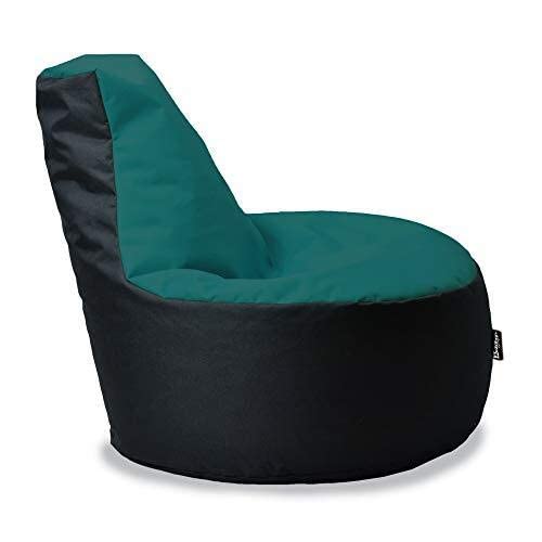 BuBiBag Gamer Sitzsack, Lounge Sessel, Gaming Sitzsäcke, Indoor & Outdoor Kissen für Kinder und Erwachsene (Petrol-Schwarz;Ø:80cm) von BuBiBag