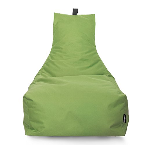 Lounge Sitzsack Liege Beanbag 32 Farben wählbar 90cm(Ø) Rückenlehne Bodenkissen Indoor Outdoor Sitzsäcke Gaming Kinder Bean Bag Erwachsene Riesensitzsack gefüllter Sessel(Lime) von BuBiBag