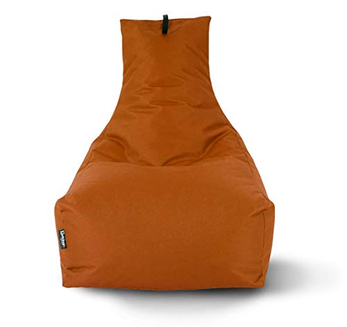 Lounge Sitzsack Liege Beanbag 32 Farben wählbar 90cm(Ø) Rückenlehne Bodenkissen Indoor Outdoor Sitzsäcke Gaming Kinder Bean Bag Erwachsene Riesensitzsack gefüllter Sessel(Orange) von BuBiBag
