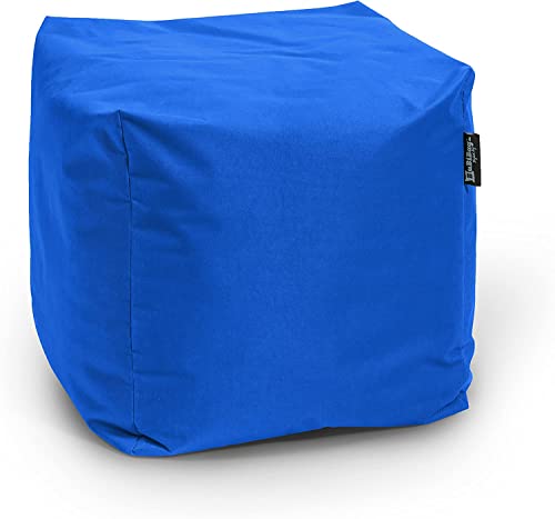 Sitzpouf für Outdoor Sitzsack, Fußhocker ideal für Gaming Sitzsäcke, Wetterfest, Outdoor Pouf (35x35x35cm, Blau) von BuBiBag