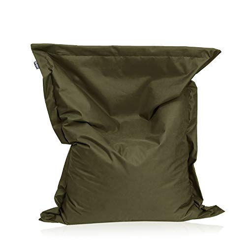 Sitzsack Beanbag rechteckige Bodenkissen 200x140cm 32 Farben Indoor Outdoor Sitzsäcke mit Füllung Riesensitzsack Kindergarten Sitzkissen Schule Bean Bag ca.480L(Khaki) von BuBiBag