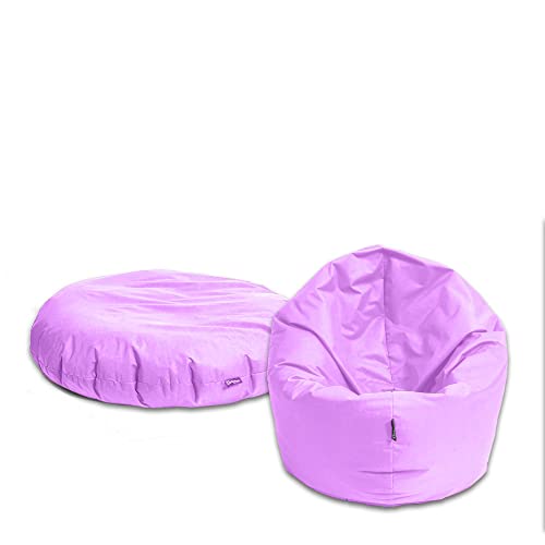 BuBiBag Sitzsack für Kinder und Jugendliche - Indoor Outdoor Bodenkissen, Sitzkissen oder als Gaming Sitzsack, geliefert mit Füllung (100 cm Durchmesser, Flieder) von BuBiBag