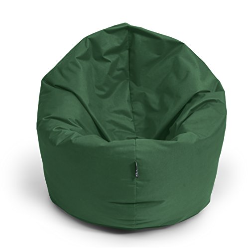 BuBiBag Sitzsack für Kinder und Jugendliche - Indoor Outdoor Bodenkissen, Sitzkissen oder als Gaming Sitzsack, geliefert mit Füllung (100 cm Durchmesser, dunkelgrün) von BuBiBag
