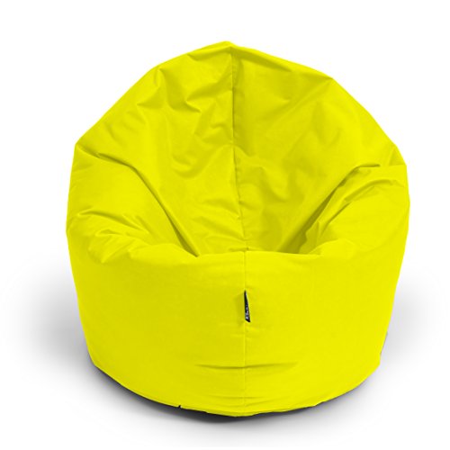 BuBiBag Sitzsack 2-in-1 Funktionen mit Füllung Sitzkissen Bodenkissen Kissen Sessel BeanBag (100cm Durchmesser, gelb) von BuBiBag