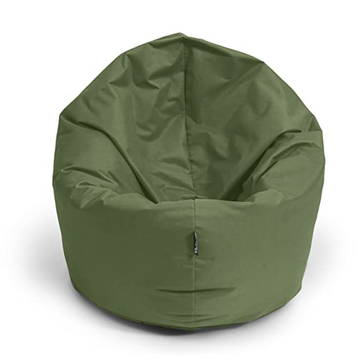 BuBiBag Sitzsack für Kinder und Jugendliche - Indoor und Outdoor Sitzkissen oder als Gaming Sitzsack, geliefert mit Füllung (100 cm Durchmesser, Khaki) von BuBiBag