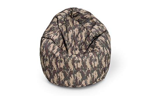 BuBiBag Sitzsack für Kinder & Erwachsene - Indoor und OutdoorSitzsäcke, Sitzkissen oder als Gaming Sitzsack, geliefert mit Füllung (125 cm Durchmesser, Camouflage) von BuBiBag