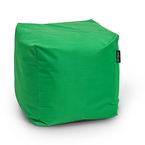 BuBiBag Sitzpouf für Outdoor Sitzsack, Fußhocker ideal für Gaming Sitzsäcke, Wetterfest, Outdoor Pouf (45x45x45cm, Apfelgrün) von BuBiBag