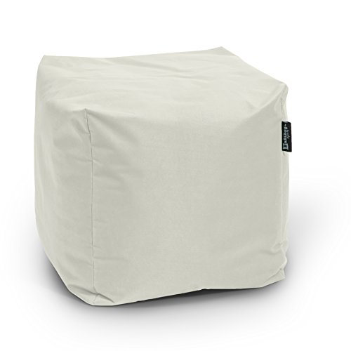 Sitzpouf für Outdoor Sitzsack, Fußhocker ideal für Gaming Sitzsäcke, Wetterfest, Outdoor Pouf (45x45x45cm, Beige) von BuBiBag