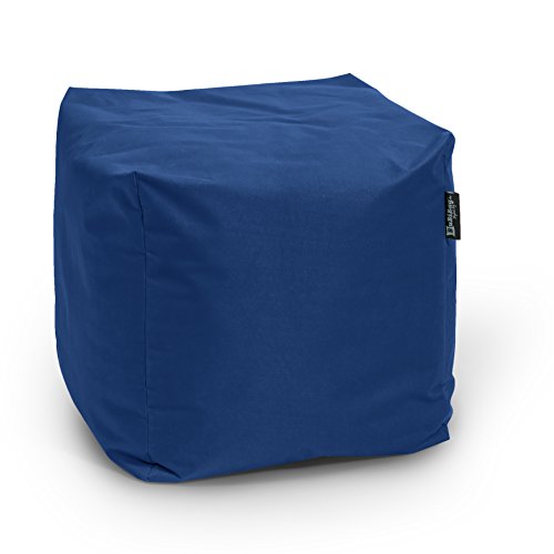 BuBiBag Sitzpouf für Outdoor Sitzsack, Fußhocker ideal für Gaming Sitzsäcke, Wetterfest, Outdoor Pouf (45x45x45cm, Dunkelblau/Marine) von BuBiBag