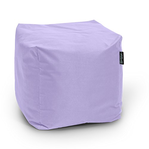 BuBiBag Sitzpouf für Outdoor Sitzsack, Fußhocker ideal für Gaming Sitzsäcke, Wetterfest, Outdoor Pouf (45x45x45cm, Flieder) von BuBiBag