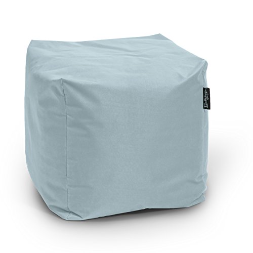 BuBiBag Sitzpouf für Outdoor Sitzsack, Fußhocker ideal für Gaming Sitzsäcke, Wetterfest, Outdoor Pouf (45x45x45cm, Grau) von BuBiBag