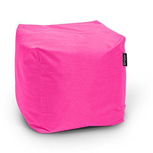BuBiBag Sitzpouf für Outdoor Sitzsack, Fußhocker ideal für Gaming Sitzsäcke, Wetterfest, Outdoor Pouf (45x45x45cm, Pink) von BuBiBag