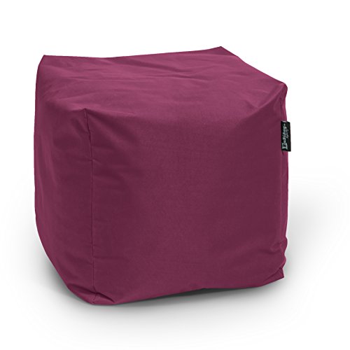 BuBiBag Sitzpouf für Outdoor Sitzsack, Fußhocker ideal für Gaming Sitzsäcke, Wetterfest, Outdoor Pouf (45x45x45cm, Weinrot) von BuBiBag