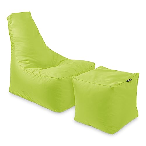 BuBiBag Calm Sitzsack mit Hocker - Gaming Sitzsack für Kinder & Erwachsene - Bean Bag auch für Outdoor Nutzung geeignet - Sitzpouf & Griff (Kiwi) von BuBiBag