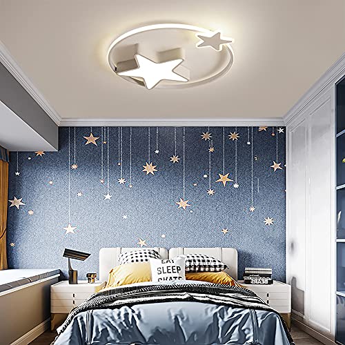 Deckenleuchte Designe Deckenlampe Led Lampe Wohnzimmer Cafe Sternlicht Sternenhimmel Acryl Dimmbar Kinderzim Mit Fernbedienung Kreative Sternfor Mond Decke BüRo SchmüCken Kronleuchter (Weiß) von BuRuiYoten