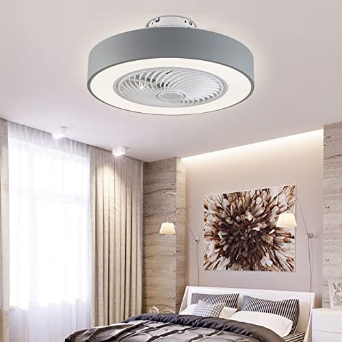 Deckenventilator Beleuchtung Led Licht Fernbedienung Lampe FüR Wohnzimmer Kronleuchter 3GäNge Dimmbar Mit Deckenlampe Fan Ventilatoren Deckenleuchten LüFterlicht Esszimmer Semi Unterputz (Grau) von BuRuiYoten