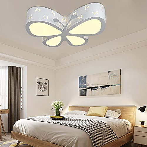 Led Deckenleuchte Schmetterling Deckenlampe Kronleuchter Kinderzimmer Wohnzimmer Dimmbares Licht Cartoon Lighting Beleuchtung Dekor Butterfly FüR Schlafzimmer Schmetterlingslampe Lampenschirm(Weiß) von BuRuiYoten