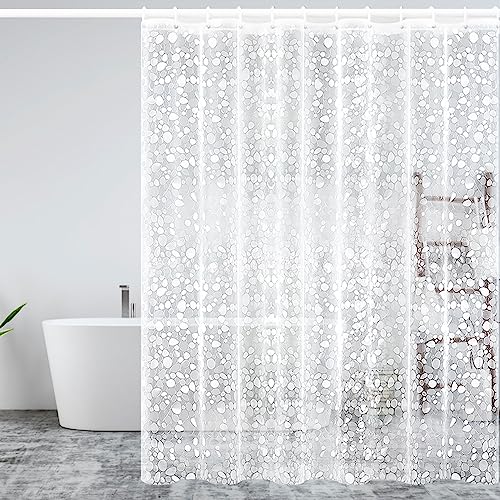 BuYupop Duschvorhang 180x200 Duschvorhang Transparent Verdickter Anti-Schimmel Duschvorhänge Durchsichtig Kieselstein Shower Curtains mit 12 Haken Wasserdicht Vorhang aus Eva,Geeignet für Bäder von BuYupop