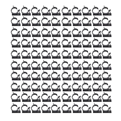 100 Stück Kabelklemmen, 13 x 16 cm Kabelclips, Kabelhalter Selbstklebend, Verstellbare Kabelführungsklemmen, Schwarze Nylon Kabelhalterung, PA66 Kabelbinderhalter Schreibtisch Organizer von Buachois
