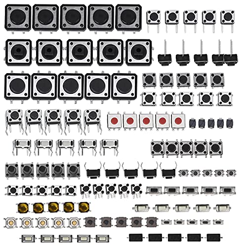 125 Stück Taktile Drucktastenschalter 25 Werte 12V 50mA 4 Polig Mikrotaster Micro Momentary Tact Assortment Kit Automotive Power Button Tactile Switch Mikroschalter von Buachois