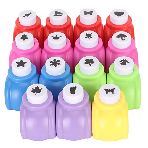 15 Stück Kleiner Papierstanzer, Locher Formen Set, Kinder Handgemachte Motivstanzer, Prägung Arbeitssparende Prägemaschine Grußkarte Herstellung Embosser Zeichnungen Papier Schläge Ausstanzer für DIY von Buachois