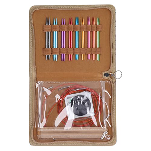 18 Stück Stricknadeln Set Austauschbar Rundstricknadeln 3mm bis 6mm Aluminium Knit Pro Rundnadel Kit mit 40cm-100cm Kabel, Metall Circular Knitting Needles für Anfänger Häkelgarn von Buachois