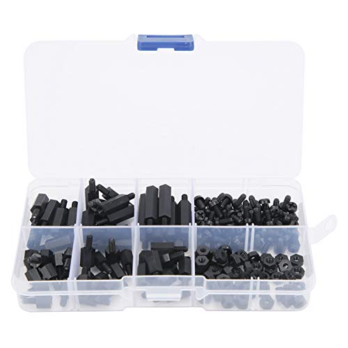 180 Stück M3 Nylon Schwarz Hex Spacer Schraube Mutter Standoff Kit mit Aufbewahrungsbox, Männlich Weiblich Schrauben Abstandshalter für Computers Platine Reparatur Zubehör von Buachois