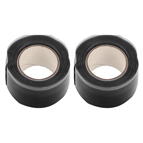 2 Stück Silikon-Griffband, Temperaturbeständiges, Selbstverschmelzendes, Flexibles Klebeband, Tragbares Doppelseitiges Dichtungsband Für Kajak, Drachenboot, Kanu(Schwarz) von Buachois