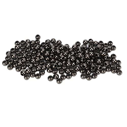 200 Stück Abstandsperlen, 10mm Durchmesser 5mm Loch Runde Harzperlen Lose Perlen Abstands Perlen für Schmuckherstellung, Taschenketten(Schwarz) von Buachois