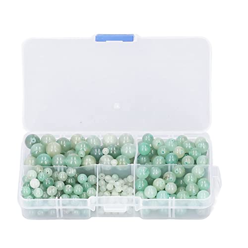 340 Stück Edelstein Perlen zum Auffädeln, 4 bis 10 mm Grün Runde Steinperlen Natürliche Jade Schmuckperlen Lose Perlen mit Loch, Basteln Gemstone Beads für Schmuckherstellung von Buachois