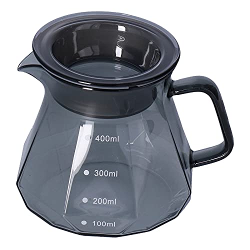 400ml Kaffeekanne Glas Verdickte Transparent Kaffeekessel mit Gummi Deckel, Hand Tropf Kaffeemaschine Kaffeekocher Teekanne für Theke, Küche, Empfangsraum von Buachois