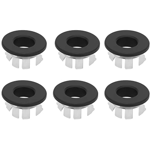 6 Stück Waschbecken Überlauf Abdeckung, 22mm Öffnung Mirror Chrom Messing Runde Überlaufblende Ring, Becken Überlauf Abfluss Kappe Überlaufring für Bad und Küche, Schwarz von Buachois