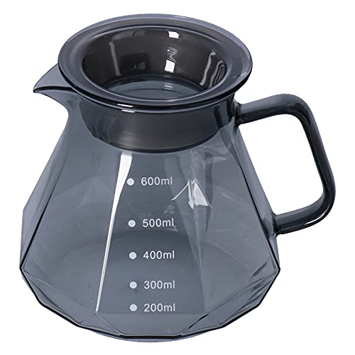 600ml Kaffeekanne Glas Verdickte Transparent Kaffeekessel mit Gummi Deckel, Hand Tropf Kaffeemaschine Kaffeekocher Teekanne für Theke, Küche, Empfangsraum von Buachois