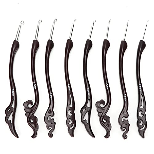 8 Stück Häkelnadel Set, 3-6mm Stricknadeln mit Retro Silikon Ergonomischer Griff, Weben Strickhaken Grip Häkeln Stricken Nadeln Kit für Mütter und Mädchen(B) von Buachois