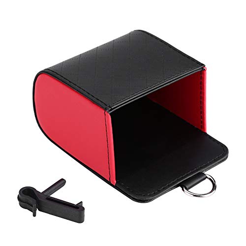 Auto Aufbewahrungsbox, Autositz Seiten Organizer Box, Aufbewahrungstasche für Automatische Lüftungsschlitze, Handy Aufbewahrung, Hängende Lederbehälter Hülle, Tasche mit Haken(Schwarz Rot) von Buachois