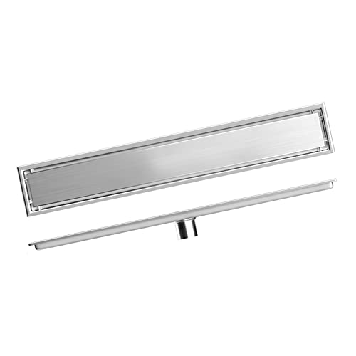 Bodenablauf Silber 4cm Höhe 10 x 40 cm Rechteckig Abfallablaufabdeckung mit Abnehmbarem Abdeckgitter und Filter, Kupfer Boden Abfluss Abdeckung für Küche, Badezimmer, Balkon von Buachois