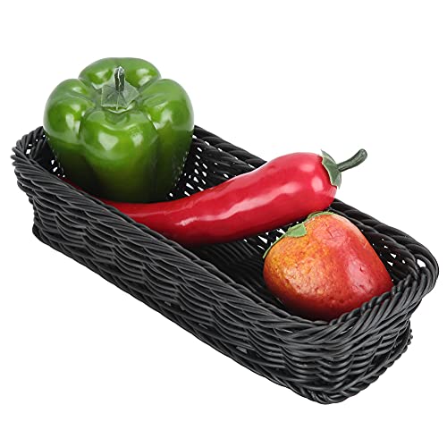 Brotkorb 24cm/28cm/30cm Mehrzweck Faux Rattan Gewobener Tabletop Aufbewahrungskörbe, Schwarz Rechteckiger Obst Gemüse Organizer für Home Restaurant Outdoor(240 x 110 x 50 mm) von Buachois