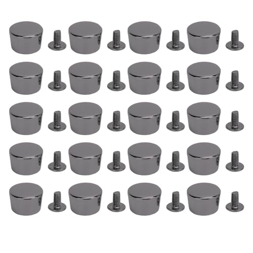 Buachois 20pcs Lederbindung Nieten, Zinklegierung Multifunktionales Leder -Kit, Ledergürtel Reparatur Nieten Rugged Secure Befestigung für Kleidung Handtasche (Silberschwarz) von Buachois