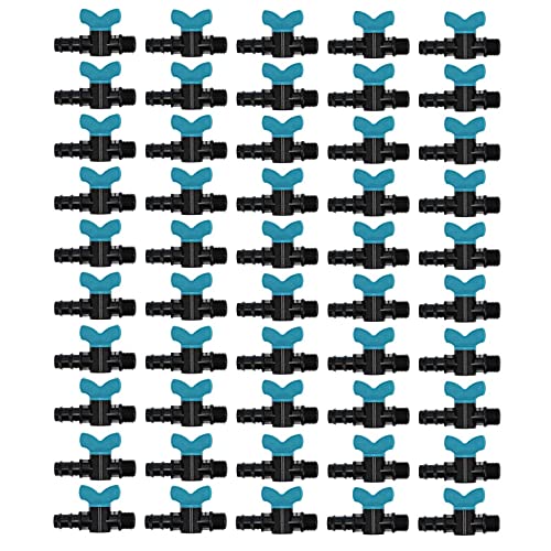 Buachois 50 Stück Hebelventil Absperrventil 16 mm 3/4 Zoll Außengewinde Kleines Steuerventil Gartenschlauch Bewässerungs Ventil Kunststoff Regelventil für 20mm Bewässerungsrohr von Buachois