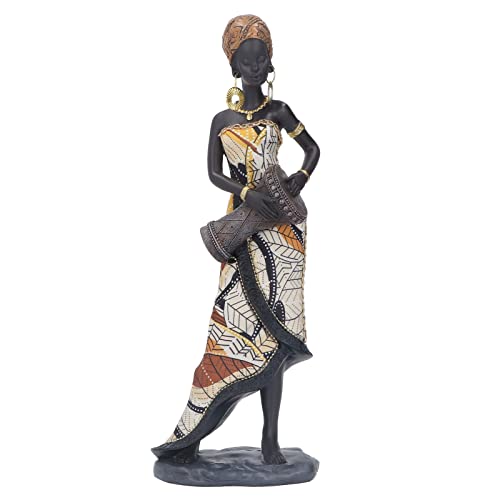 Afrikanische Deko Kunst Trommel Figur 30cm Kunstharz Musiker Aussehen Statue Ornamente, Handgefertigt Lebensecht Weibliche Schlagzeuger Skulptur für Heimbüro Dekoration von Buachois